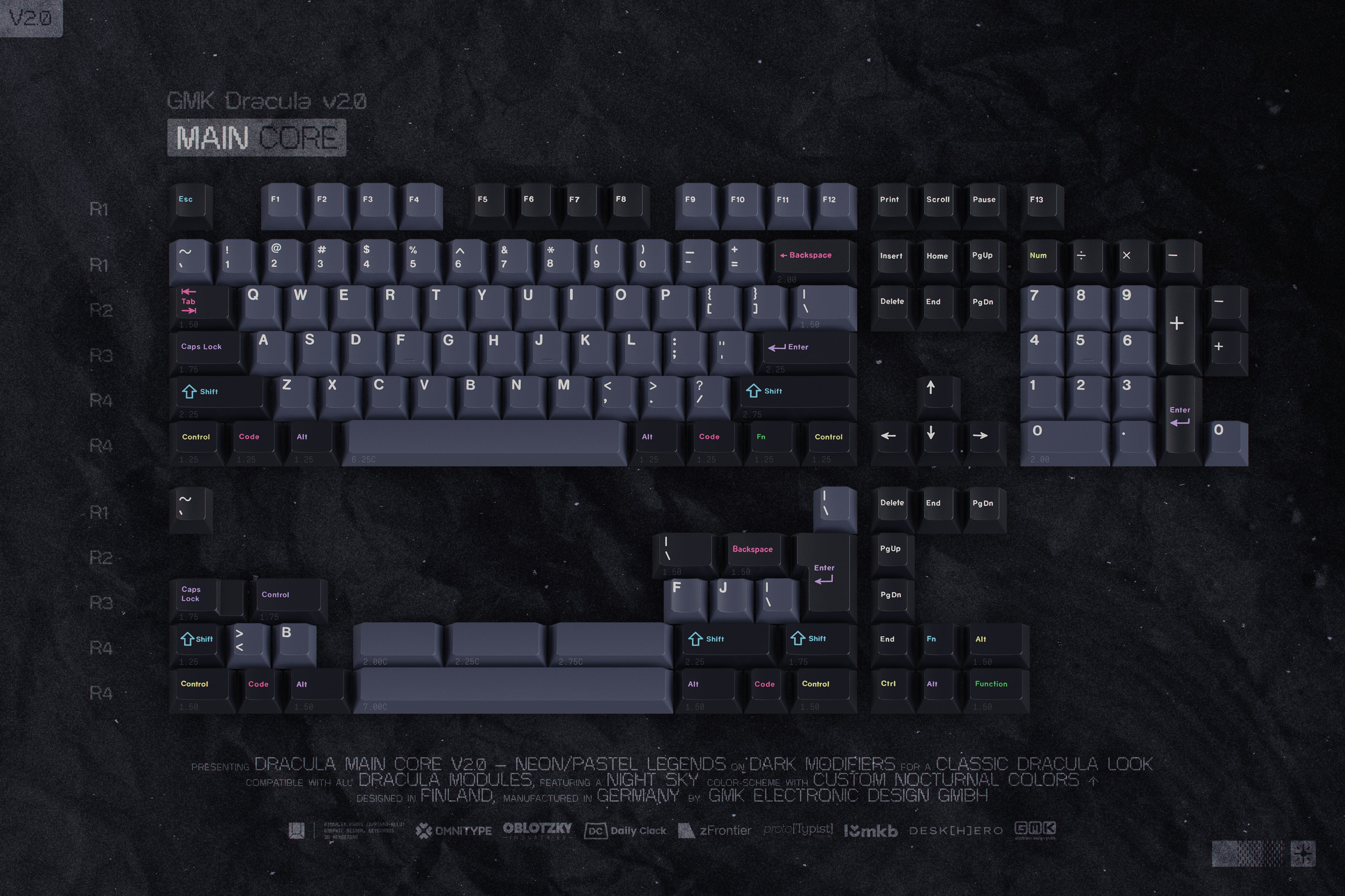キーボード GMK CYL Dracula V2 Nightmode Core Base GMK Dracula V2.0 (CYL) – Omnitype®